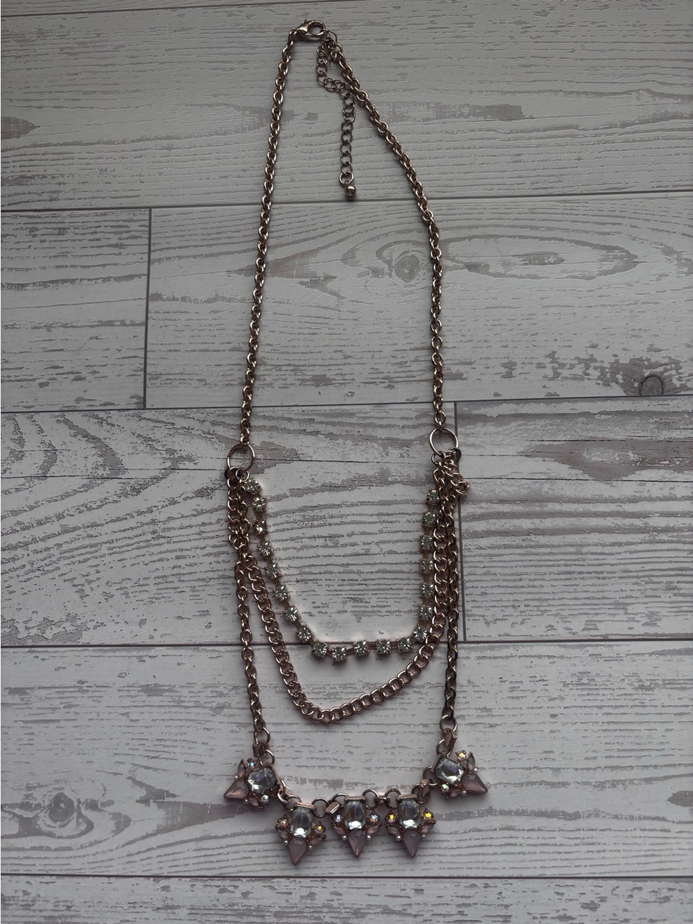 5 for $25! Rose Gold Multi-Layer Crystal Pendant Necklace